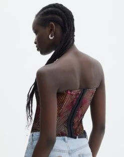 Strapless Fishnet Corset Top -Glassons freya fishnet corset fuschia clash back tv104708fcc