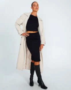 Mesh Lettuce Trim Midi Skirt -Glassons gem midi skirt black front sl114640pch 10