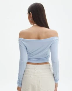 Ruched Off The Shoulder Top -Glassons genie ruche off the shoulder top icecap back tl124186vis