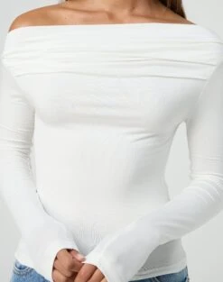 Ruched Off The Shoulder Top -Glassons genie ruched off the shoulder top milk imageback tl124186vis