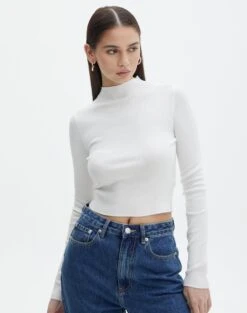 Knit Long Sleeve Shrug -Glassons georgia funnel crop milk front kl90197vn 2