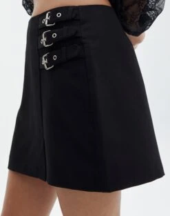 Triple Buckle Mini Skirt -Glassons gia buckle mini skirt black detail ss125981pln