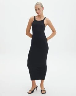 Cotton High Neck Maxi Dress -Glassons harriet high neck black full dl120072cot