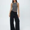 Tailored Cargo Pant -Glassons hilda tailored cargo black front pw55574pln