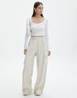Tailored Cargo Pant -Glassons hilda tailored cargo fresh linen front pw55574pln 1