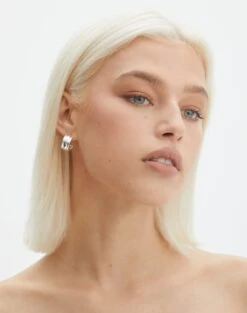 One Shoulder Swim One Piece 29 One Shoulder Swim One Piece -Glassons homer plated half hoop silver front je144634ear 5