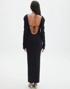Knit Long Sleeve Keyhole Maxi Dress -Glassons ivar keyhole dressy maxi black back kd124285knt
