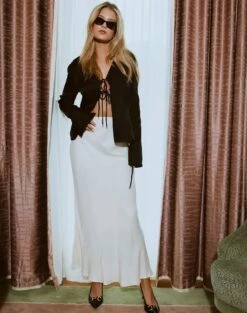 One Shoulder Asymmetric Top -Glassons ivy panelled satin maxi skirt bad to the bone front sl116240vis