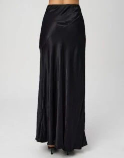 Satin Maxi Skirt -Glassons ivy panelled satin maxi skirt black back sl116240vis
