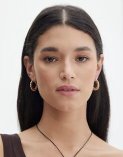 Pinstripe Button Up Shirt -Glassons jagger hoops gold front je109071ear