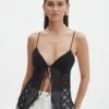 Lace Tie Front Split Top 1 Lace Tie Front Split Top -Glassons jupiter lace hanky tank black front tv130464lac