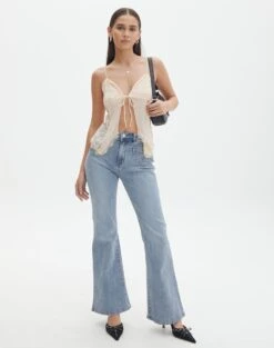 Lace Tie Front Split Top -Glassons jupiter lace hanky tank peach sorbet full tv130464lac