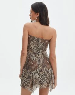 Printed Mesh Mini Boobtube Dress -Glassons kamil boobtube mesh mini paisley leo back ds74751rprt