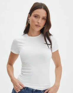 Supersoft Long Line Tee -Glassons kimmy t shirt milk front ts55072pln