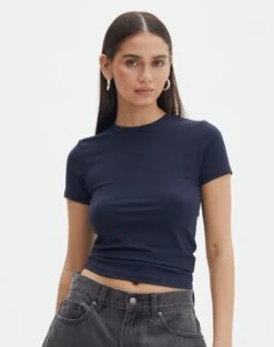 Burnout Mesh Lettuce Trim Midi Skirt 38 Burnout Mesh Lettuce Trim Midi Skirt -Glassons kimmy t shirt navy blazer front ts55072pln 5