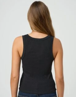 Ribbed Thick Strap Tank -Glassons kleo thick bind tank black back tv120861orib
