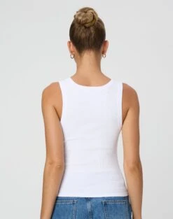 Ribbed Thick Strap Tank -Glassons kleo thick bind tank white back tv120861orib