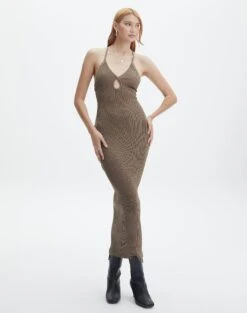 Sheer Metallic Maxi Dress -Glassons knolly keyhole knit maxi soy marle front kd92768knt 17