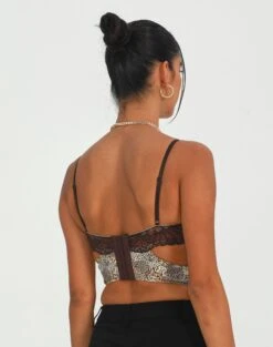 Cut Out Animal Lace Trim Corset -Glassons kurbie corset jungle leo back ut91413jnl