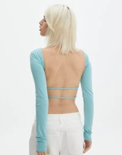 Open Strappy Back Long Sleeve Top -Glassons lana strap open back top aqua siren back tl142894des