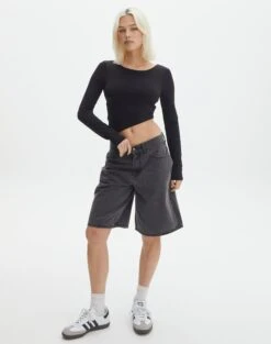 Open Strappy Back Long Sleeve Top -Glassons lana strap open back top black full tl142894des