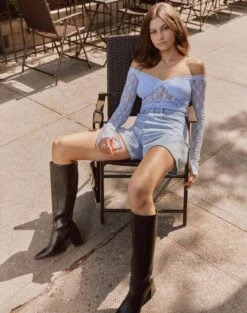 Off Shoulder Lace Long Sleeve Top -Glassons lexi longsleeve lace top icecap full tl116985lac