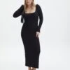 Luxe Lounge Modal Long Sleeve Maxi Dress -Glassons lili ls modal maxi dress black front dl103338mod 7