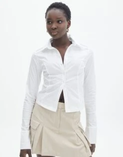 Foldover Zip Tube Top -Glassons lindy button up white front bl128216pop