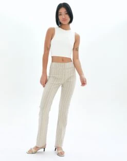Mid Rise Striped Relaxed Leg Pant -Glassons lolo low rise kick flare sand stripe front pw83861stp