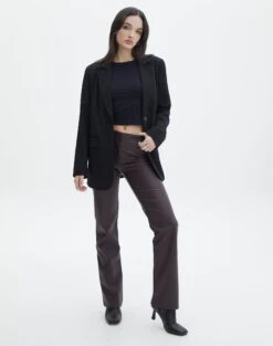 Faux Leather Low Rise Pant -Glassons lolo low rise leather pant its soy cute front pw83861pu 2