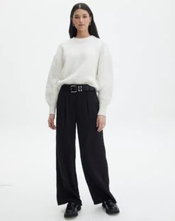 Stitch Detail Faux Leather Pant 31 Stitch Detail Faux Leather Pant -Glassons lorence tailored pant black front pw69506pln 3