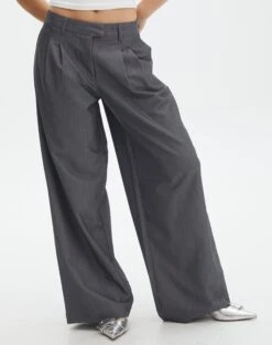 Mid Rise Wide Leg Pant -Glassons loretta wide leg pant charcoal marle full pw51730pln