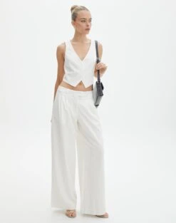 Mid Rise Wide Leg Pant -Glassons loretta wide leg pant milk front pw51730pln