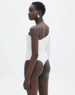 Supersoft One Shoulder Long Sleeve Cut Out Bodysuit -Glassons lua asymmetric cut out bodysuit milk back tb116518pch
