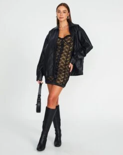 Glassons 25 Glassons -Glassons maeve mesh mini dress blacknude full ds92784lce