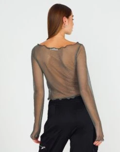 Lettuce Hem Mesh Top -Glassons maisie longsleeve mesh top cypress back tl114400msh