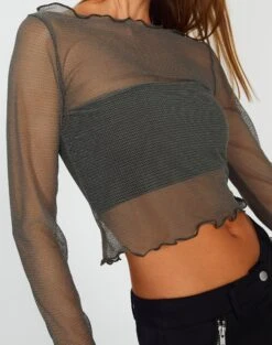 Lettuce Hem Mesh Top -Glassons maisie longsleeve mesh top cypress imageback tl114400msh