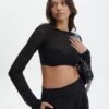 Sheer Backless Long Sleeve Crop Top -Glassons mila underwire super crop black front tl112008msh