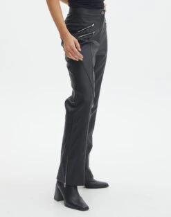 Faux Leather Moto Zip Straight Leg Pant -Glassons milly pu moto pants black detail pw96799pu