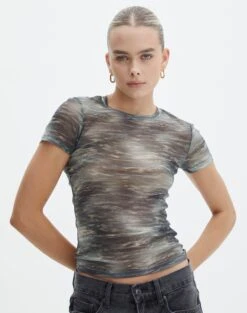 Cargo Wrap Mini Skirt -Glassons mimmy mesh t shirt cypress waters front ts84877rprt