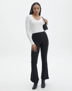 Mid Rise Striped Relaxed Leg Pant -Glassons minogue high rise flare ponte black pinstripe front pw52146str