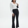Pinstripe High Rise Flared Ponte Pant
