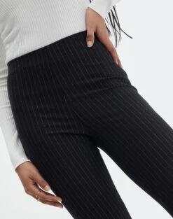 Pinstripe High Rise Flared Ponte Pant -Glassons minogue high rise flare ponte black pinstripe imageback pw52146str