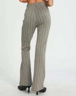 High Rise Pinstripe Flare Ponte Pant -Glassons minogue super flare ponte pants neutral pinstripe back pw52146stp
