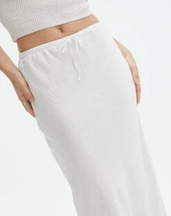 Drawstring Satin Maxi Skirt -Glassons molly satin maxi skirt white imageback sl137027satl