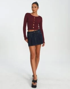 Long Sleeve Cut Out Ribbed Top -Glassons monita multi cut out knit red chocolate full kl95709vn