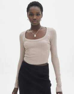 Mid Rise Split Flare Ponte Pant -Glassons mylie wide rib scoop dusty mink front tl111290vis