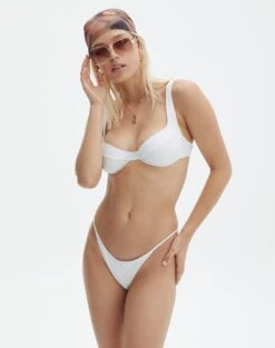 Mid Coverage Bikini Bottom -Glassons naomi side strap white front ga128386rpln