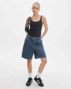 Keyhole Long Sleeve Wrap Top -Glassons nate longline denim short coyote blue front sw127903rdnm