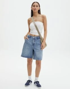 Supersoft Backless Tank Top -Glassons nate longline denim short riley vintage wash front sw127903rdnm